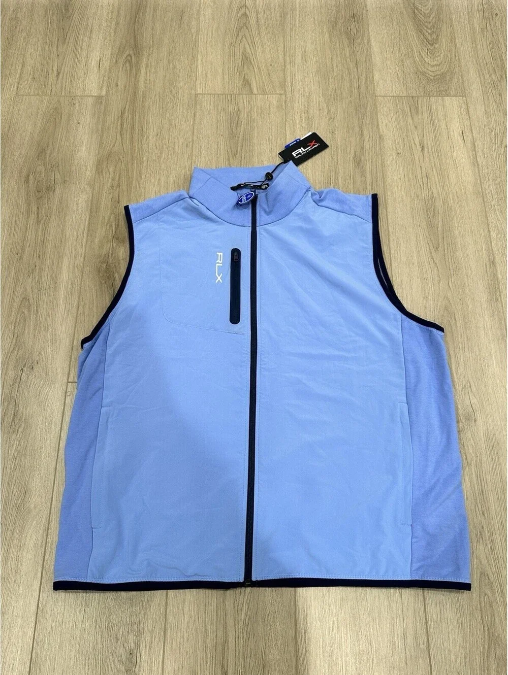 NWT Ralph Lauren RLX Golf Full Zip Wicking Stretch Vest Blue Men's Size 2XL